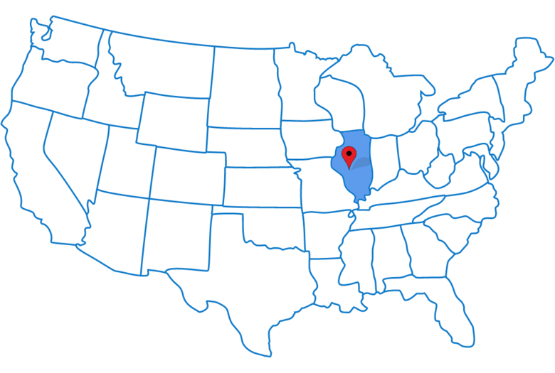 Image highlighting the state of Illinois
