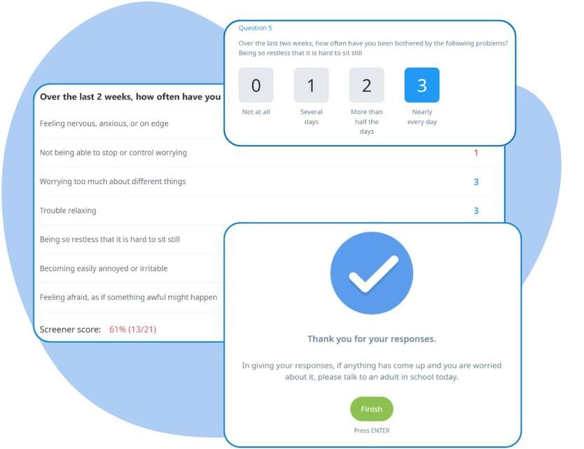 GAD-7 Anxiety Screener helping schools assess anxiety severity and provide targeted early interventions for students